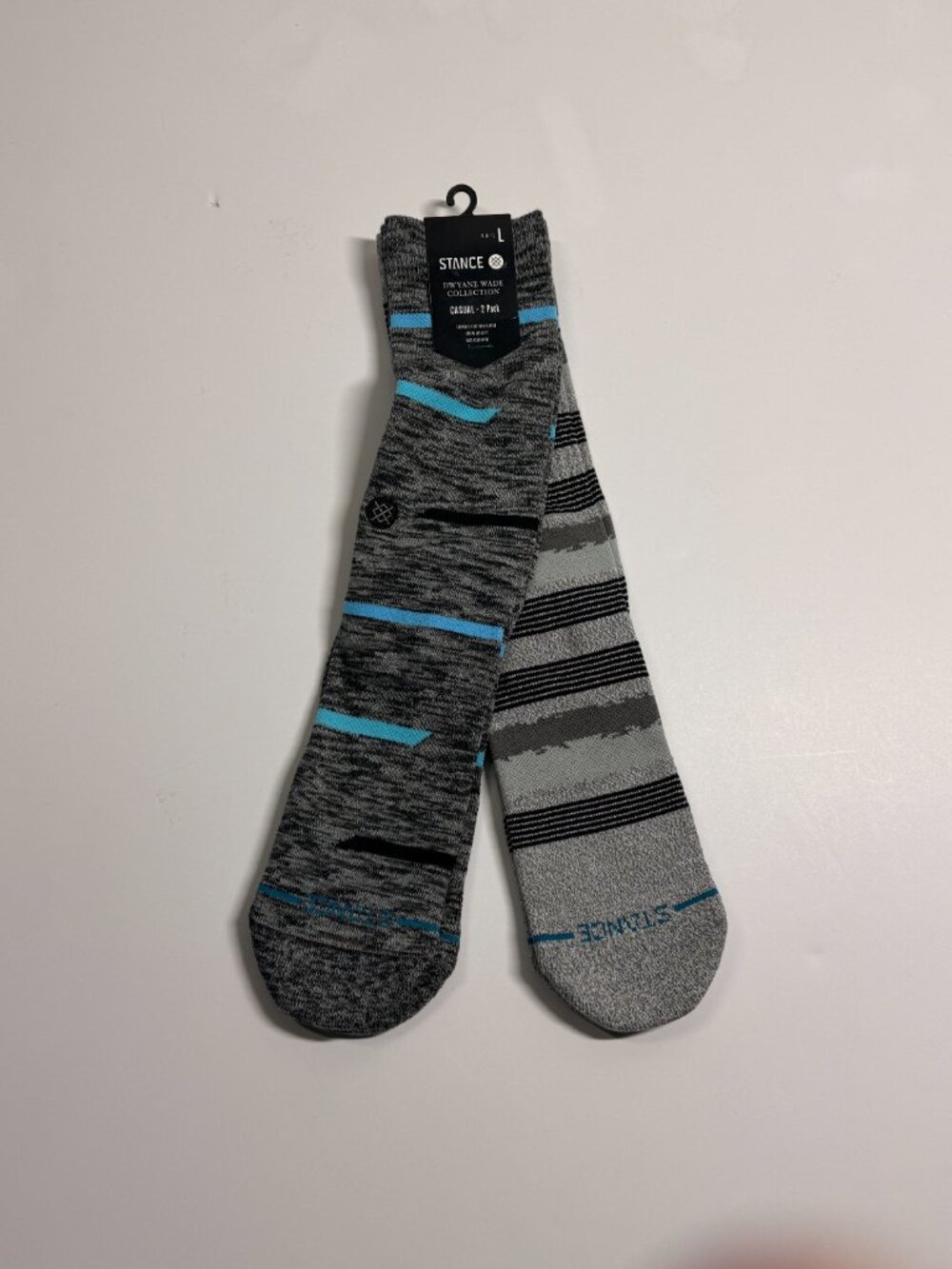 NWT Stance Combed Cotton Blend Crew Socks  D Wade Collection - Large - 2 Pair